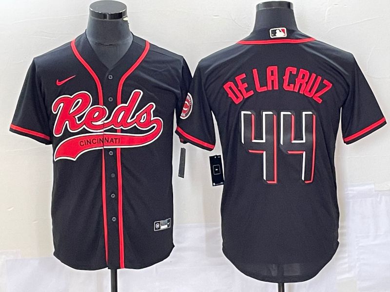 Men Cincinnati Reds #44 De La Cruz Black Nike 2023 Game MLB Jersey